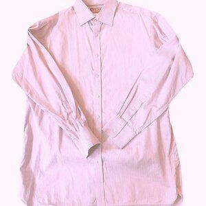 THOMAS PINK Light Pink / White Striped DRESS SHIRT MENS 17 cm Slim Fit